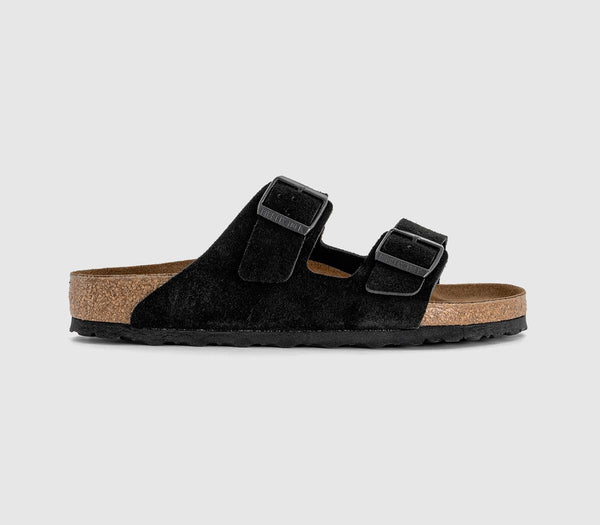 Men Arizona Two Strap Sandals Black Suede