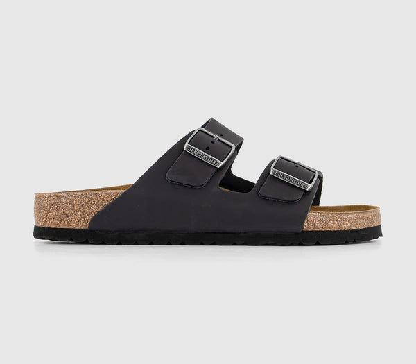 Men Arizona Two Strap Oiled Black Leather