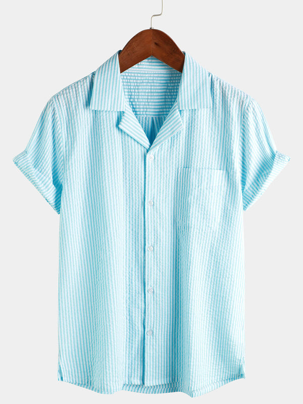 Casual, Short-Sleeved Summer Shirt Made Of 100% Cotton With Button Placket For Men