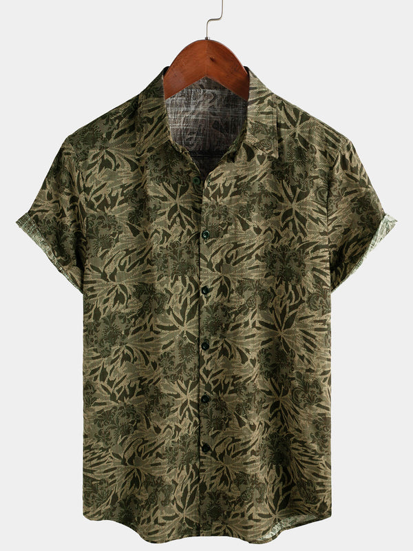 Men's Retro Casual Button-Down Short-Sleeved Shirt For Vacation