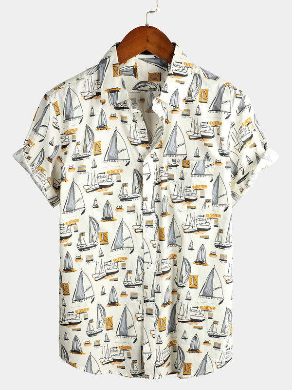 Men's Casual Short-Sleeved Cotton Shirt With Pocket For Vacation