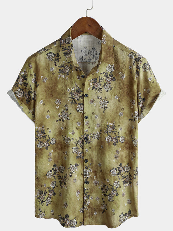 Men's Vintage Floral Retro Summer Holiday Short Sleeve Shirt