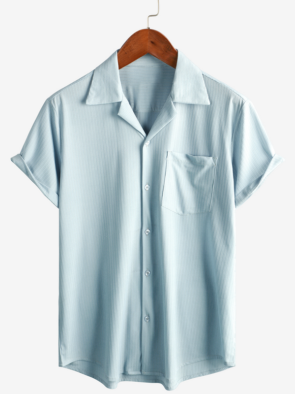 Men's Buttoned Summer Beach Shirt With Short Sleeves And Pocket With Structure