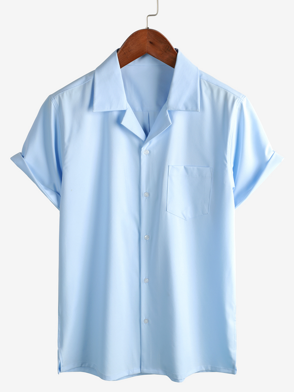 Men's Casual Summer Beach Shirt With Pockets And Short Sleeves And Buttons