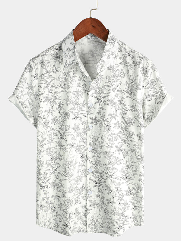 Men's Summer Floral Button-Up Hawaiian Shirt