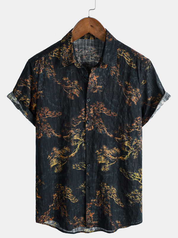 Men's Breathable Casual Short-Sleeved Shirt With Retro Print