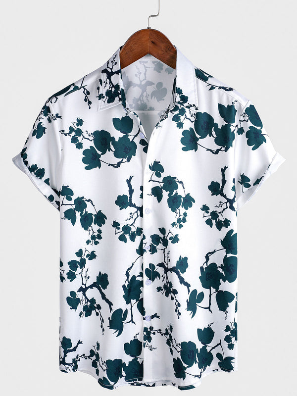 Men's Summer Shirt With Floral Pattern, Short Sleeve, For Vacation And Beach
