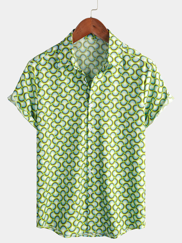 Cool Summer Beach Short-Sleeved Shirt For Men In Green