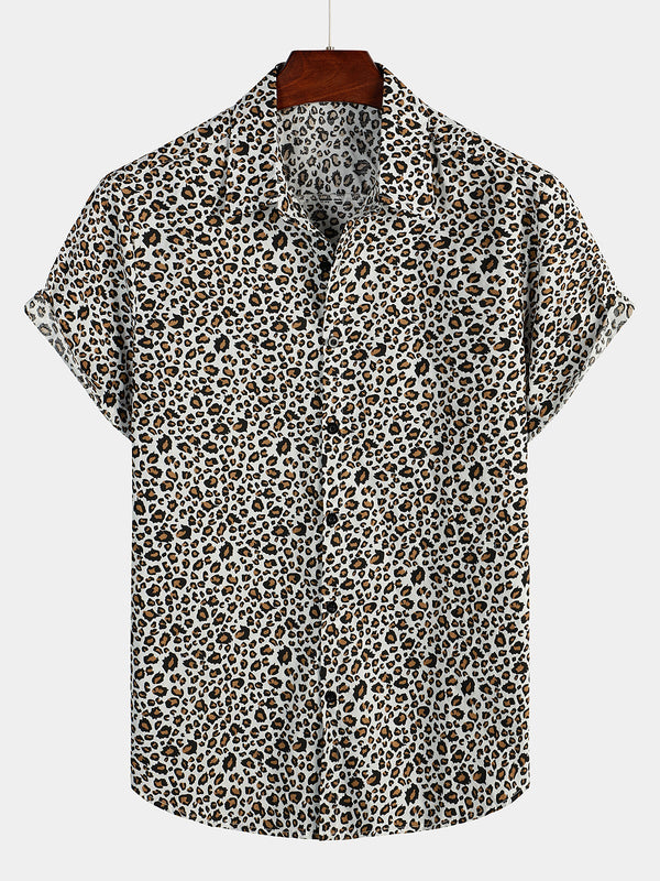 Men's Rock Leopard Print Short Sleeve Shirt