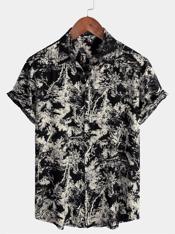 Men's Retro Style Casual Holiday Beach Short Sleeve Button Down Shirt