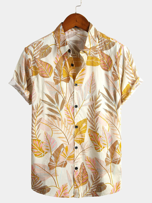 Casual And Breathable Tropical Cotton Hawaiian Shirt With Floral Print For Men