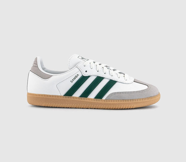 Sneakers in white, collegiate green and grey