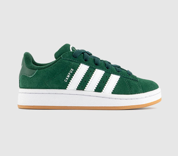 Campus sneakers for children, dark green, white rubber