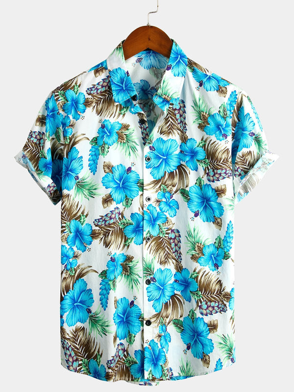 Men's Tropical Floral Cotton Hawaiian Shirt