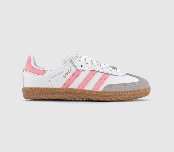 Kids' Youth Sneaker, White, Half Pink, Spark Gum