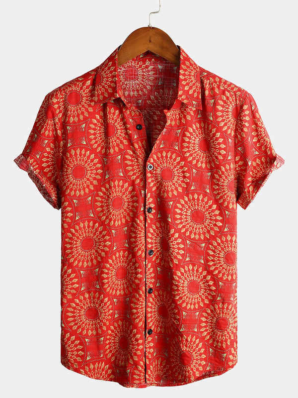 Men's 70S-Style Short-Sleeved Cotton Shirt