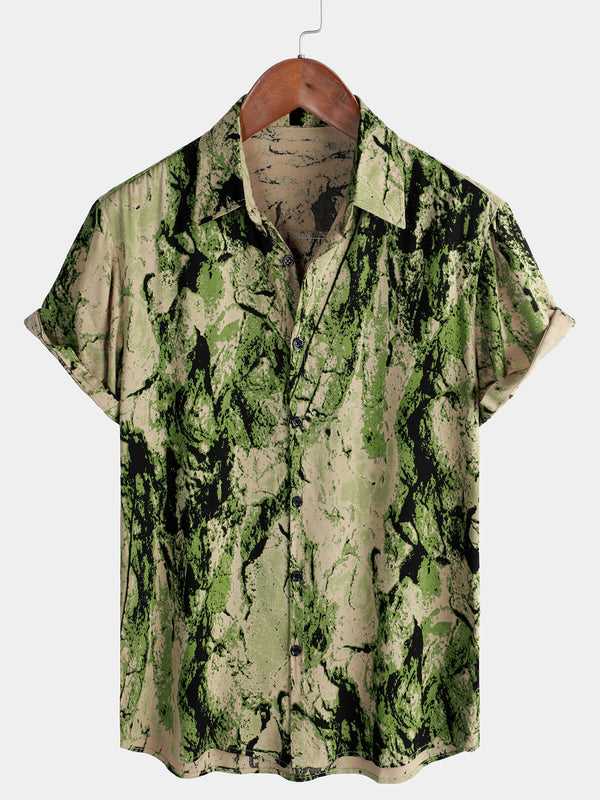 Breathable Short-Sleeved Hawaiian Shirt For Men In Retro Style
