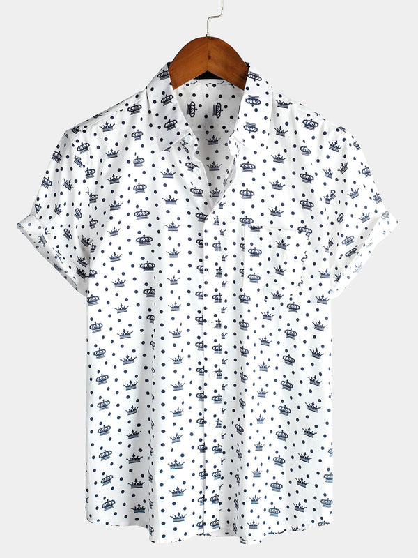 Men's Short-Sleeved Cotton Holiday Casual Shirt