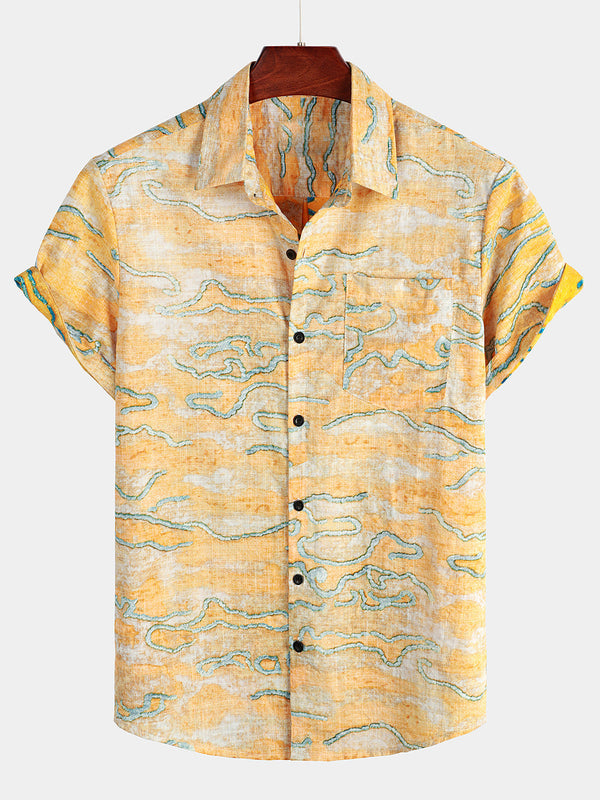 Casual Men's Retro Shirt With Pockets For Vacation