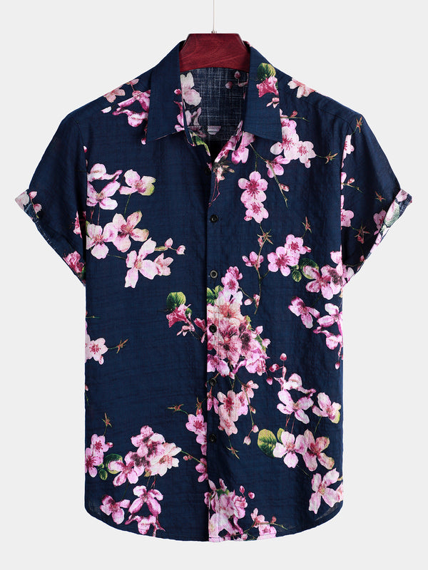 Men's Tropical Floral Cotton Hawaiian Shirt