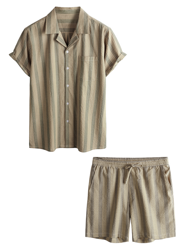 Casual Hawaiian Vacation Beach Shirt And Shorts Set For Men In Summer