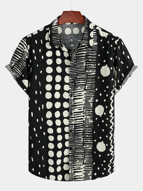 Men's Short-Sleeved Cotton Shirt With Polka Dots