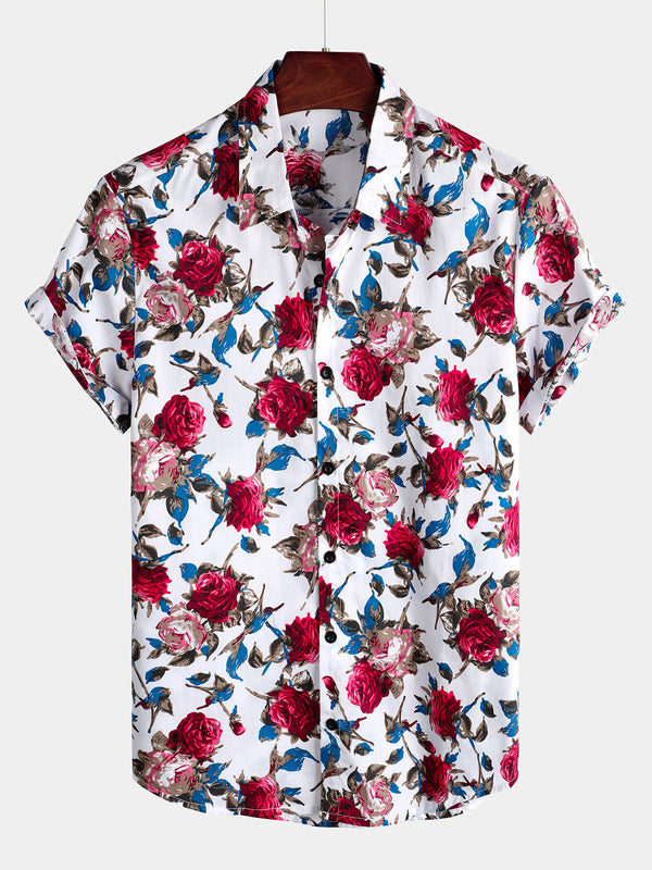 Men's Tropical Hawaiian Cotton Floral Shirt