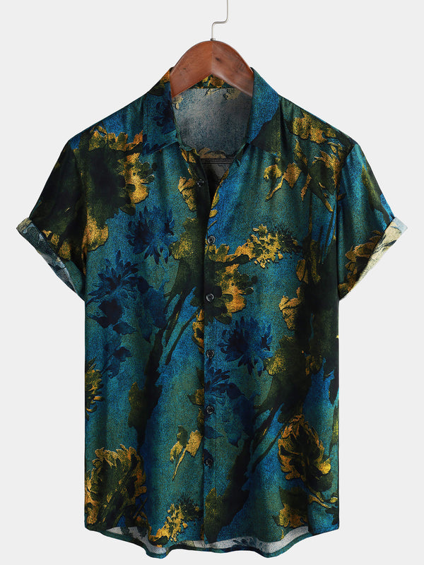 Men's Breathable Short-Sleeved Hawaiian Button-Up Shirt In Summer/Vintage Style