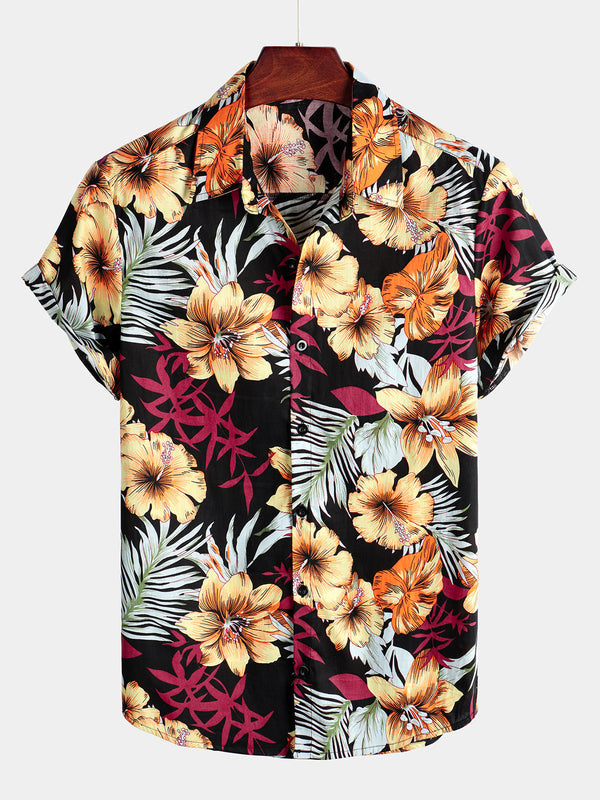 Men's Tropical Hawaiian Cotton Floral Shirt