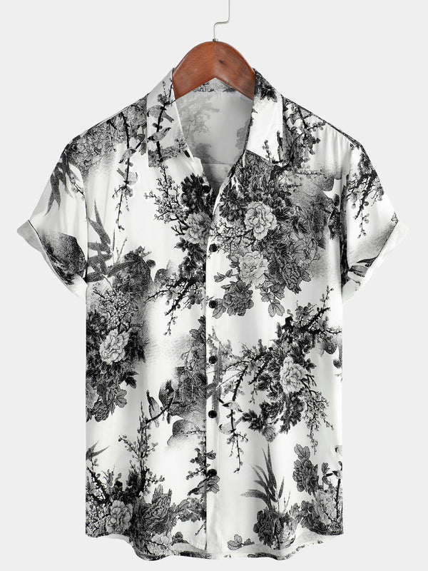Men's Breathable Hawaiian Short Sleeve Button Down Shirt For Summer Vacation