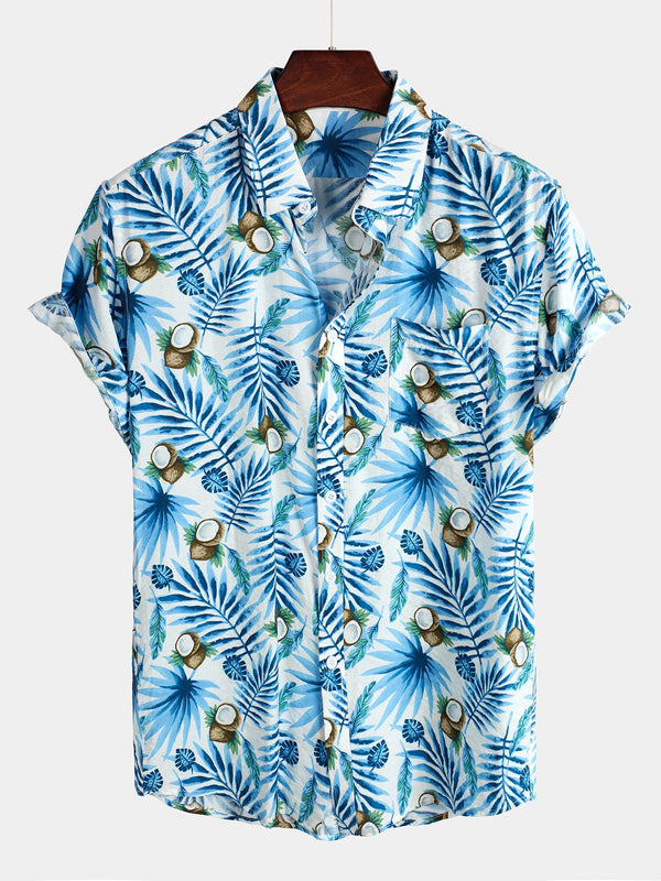 Men's Shirt Made Of Tropical Coconut Holiday Cotton