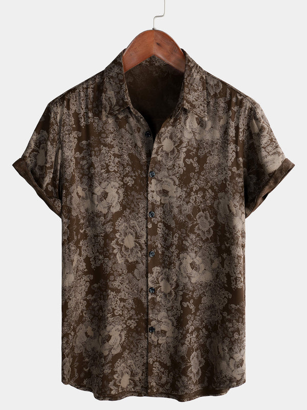 Men's Breathable Hawaiian Button-Down Shirt Floral Print Summer Vacation Short Sleeve