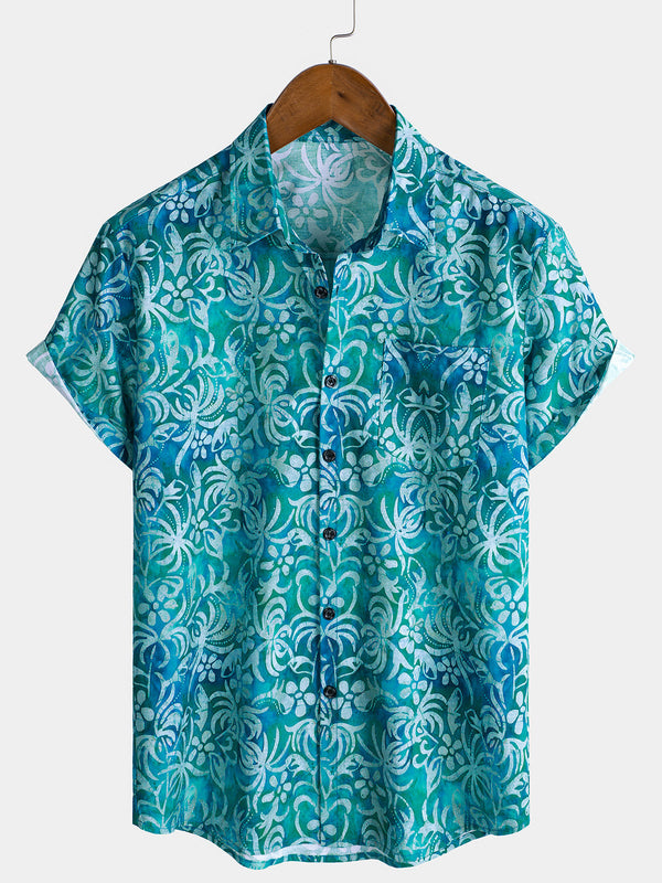 Blue Hawaiian Cruise Vacation Short Sleeve Shirt For Men