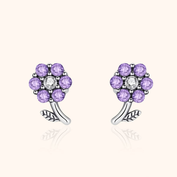Purple Flower Earrings