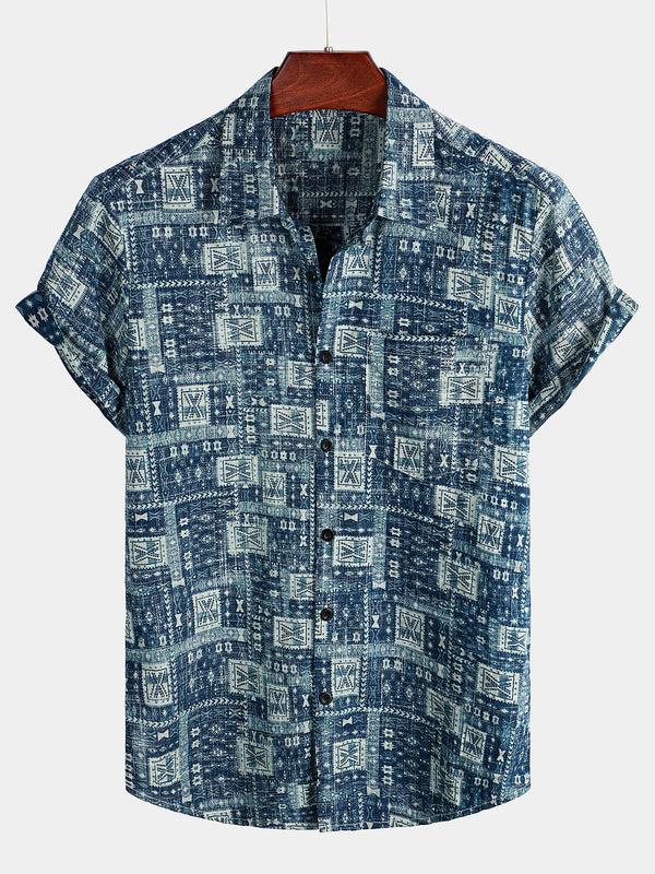 Casual Vintage Shirt With Holiday Pockets For Men
