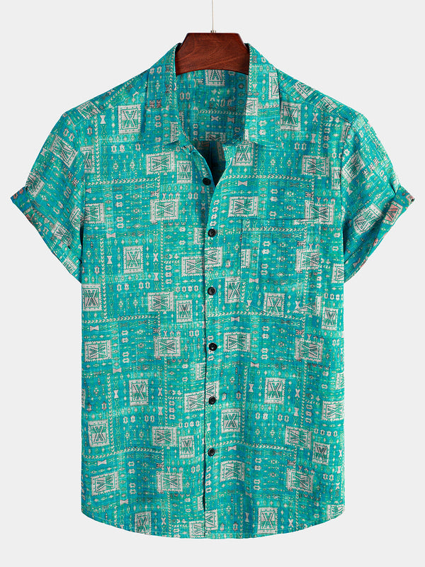 Casual Vintage Shirt With Holiday Pockets For Men