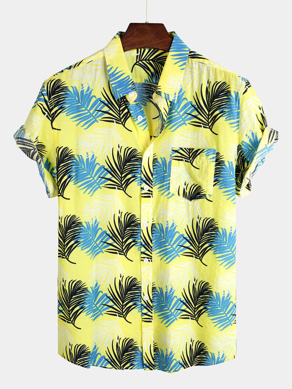 Yellow Casual Cotton Shirt With Pockets For Vacation In Yellow