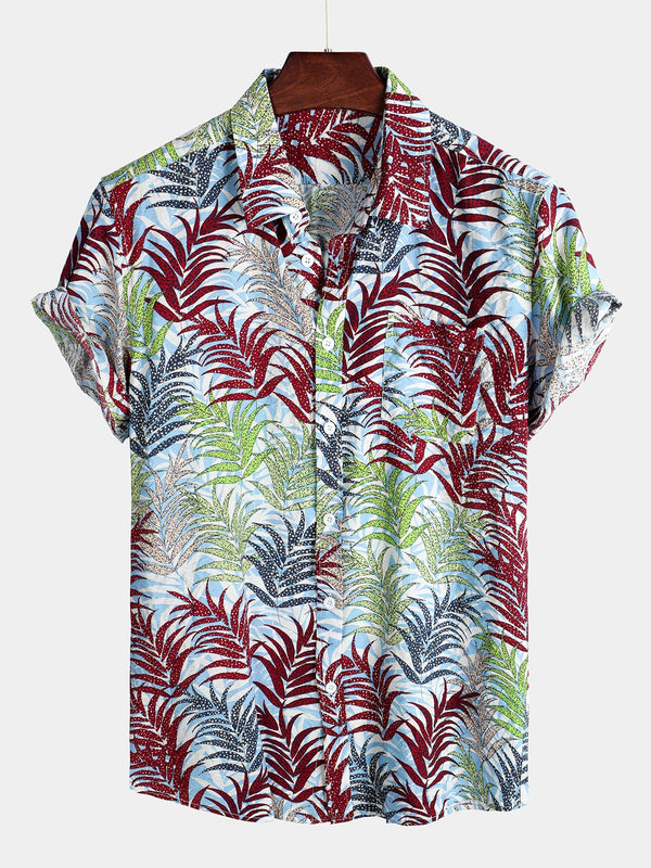 Men's Casual Short-Sleeved Cotton Shirt With Pockets For Vacation