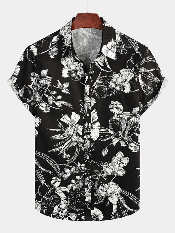 Men's Tropical Floral Cotton Hawaiian Shirt