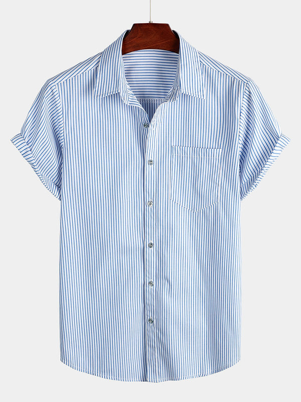 Men's Casual Short Sleeve Button-Down Shirt With Pocket