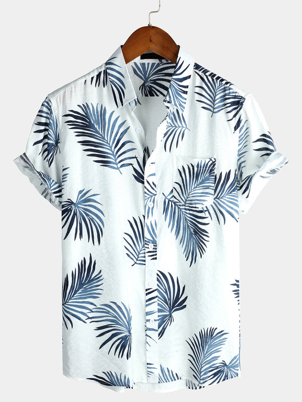 Men's Hawaiian Shirt With Floral Pattern, Holiday Cotton, Summer Palm