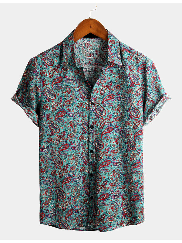 Men's Paisley Vintage Cotton Retro 70S Shirt