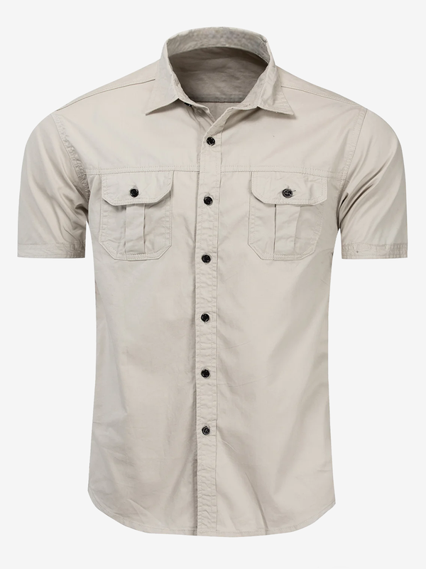 Men's Casual Outdoor Short-Sleeved Cotton Shirt With Pocket