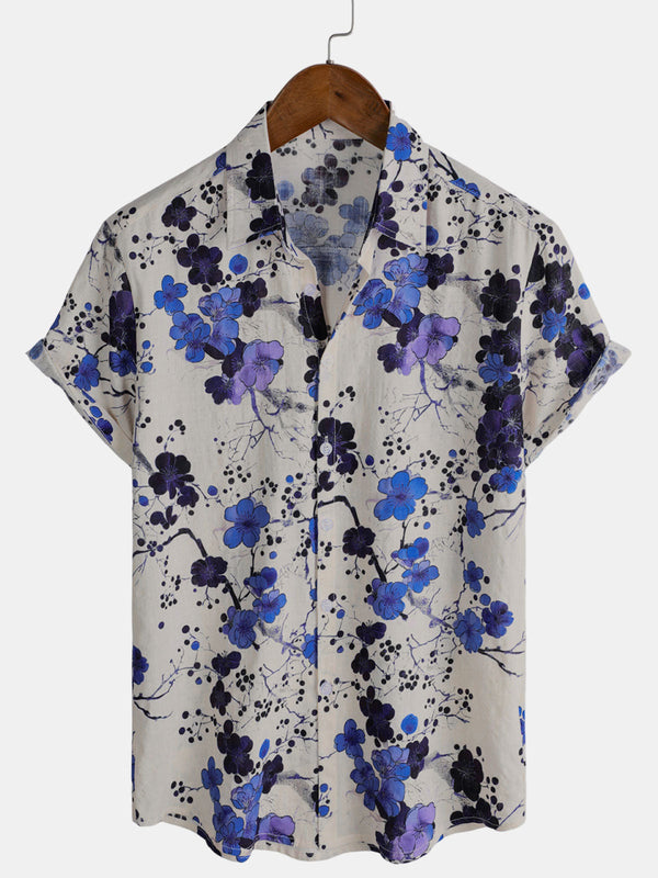 Men’S Short-Sleeved Shirt “Retro Blossom Summer Holiday”.
